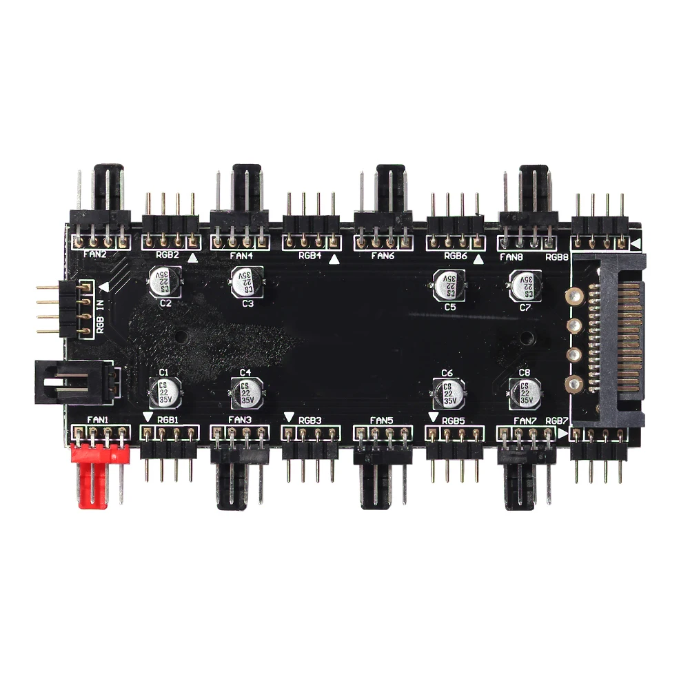 12V 4Pin/5V 3PIN Cooler Fan HUB Splitter SATA Power Supply ARGB/RGB PWM Fan Hub Case Fan Hub Adapter Motherboard Sync with Cable