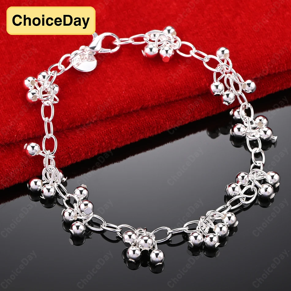 

ChoiceDay 8 Inch 925 Sterling Silver 20cm Luxury Beaded Bracelet Women Jewelry Wedding Gift Accessories
