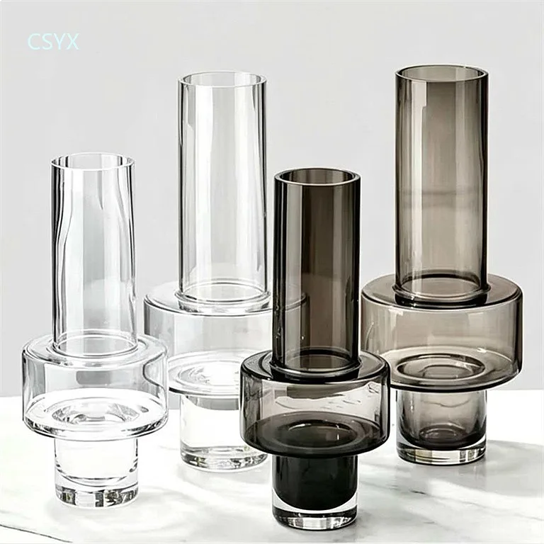 Nordic Creative Simple Glass Vase Table Living Room Flower Arrangement Dry Flower Vase Minimalist Home Bouquet