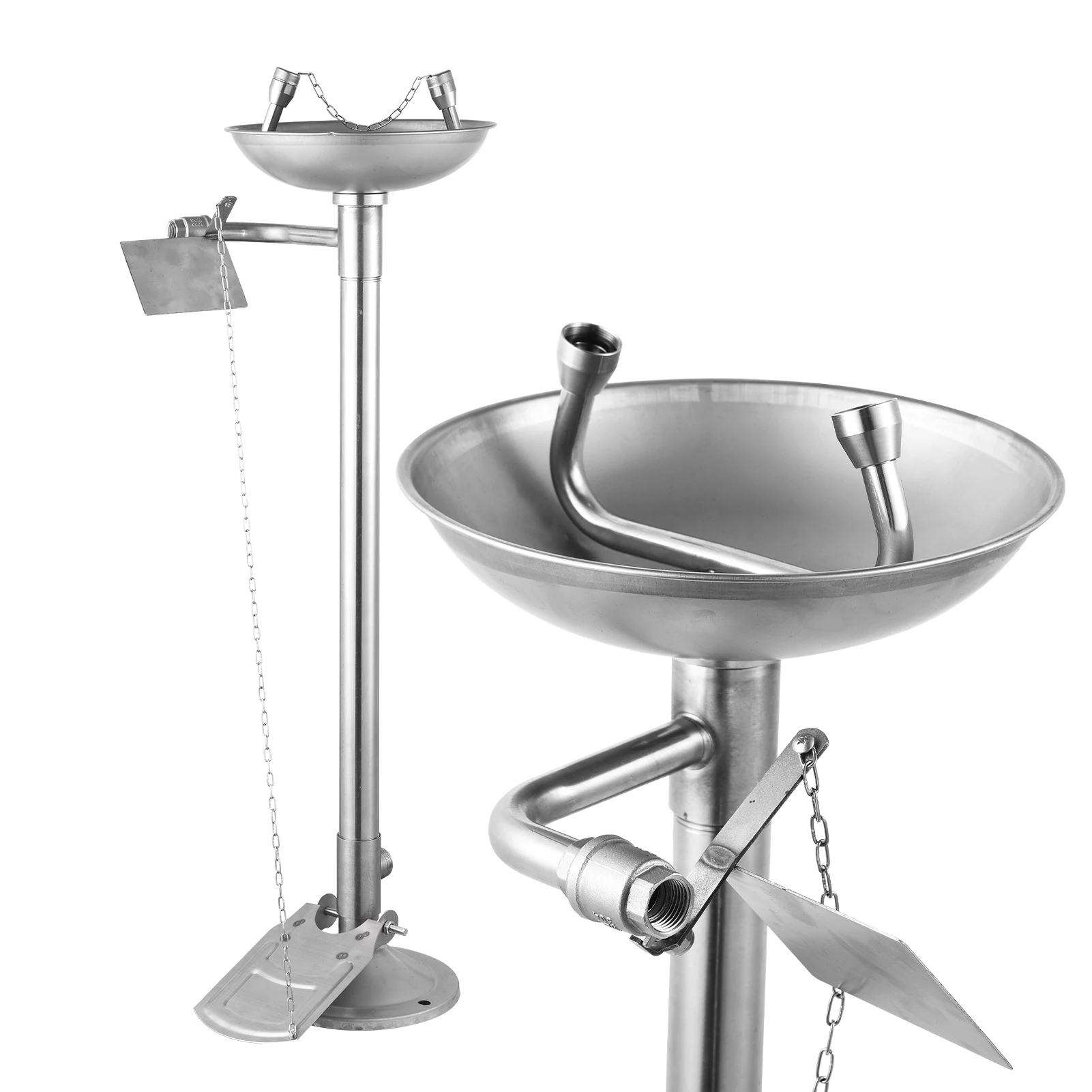 محطة غسيل العين القابلة للتعديل لمعدات غسيل العين المثبتة على الأرض، مجموعة دافق العين، لافتة غسيل العين لمتجر مكان العمل