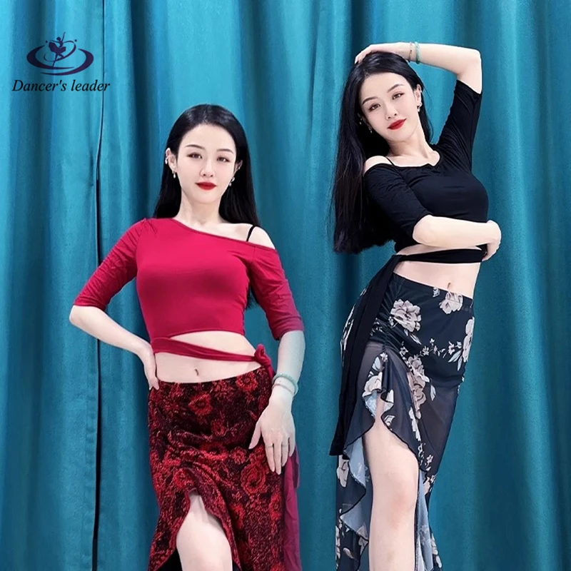 Belly Dancing Clothes Performance Clothes Top Beginner\'s plus size Modal Mid-Sleeve Practice Top Tie Performance Clothes