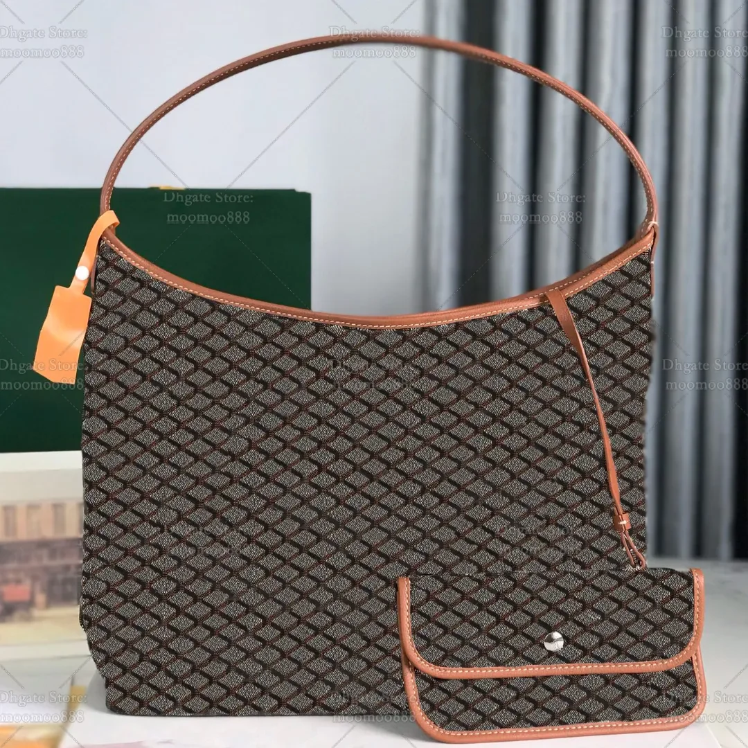 

12A All-New Mirror Quality Designer Boheme Bag 42cm 25cm Luxury Hobo Handbags for Women Canvas Cowhide Leather Shoulder Bag Brow