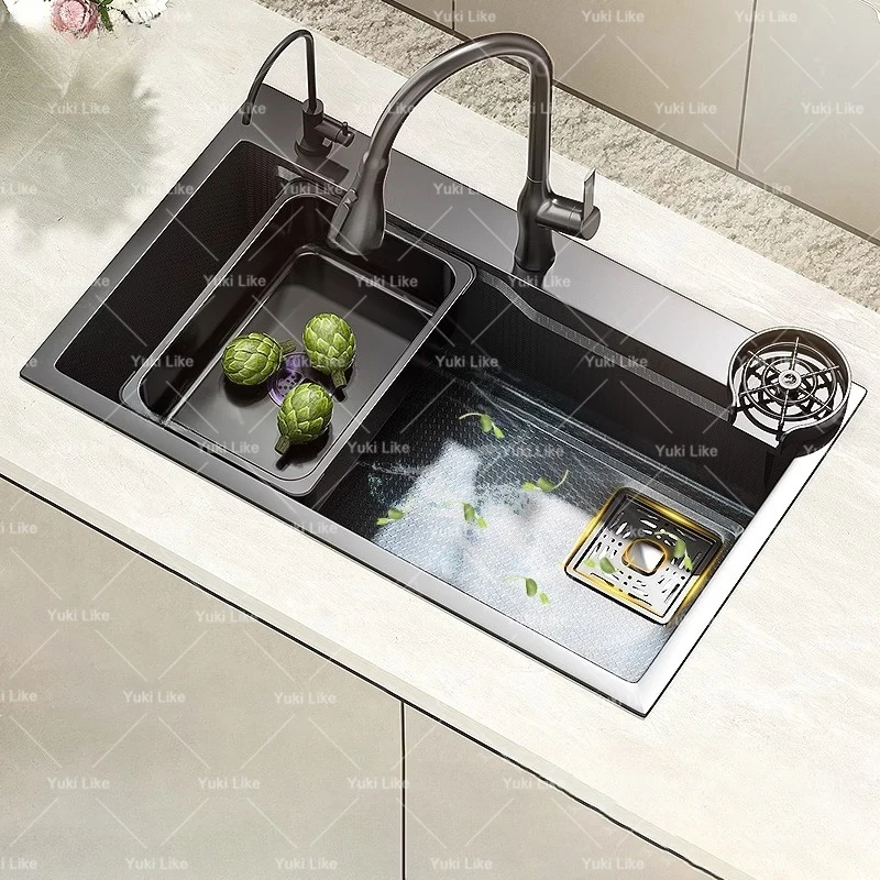 Fregadero de cocina de acero inoxidable con relieve, fregaderos grandes de ranura única para lavar platos de verduras para el hogar, lavabo bajo encimera