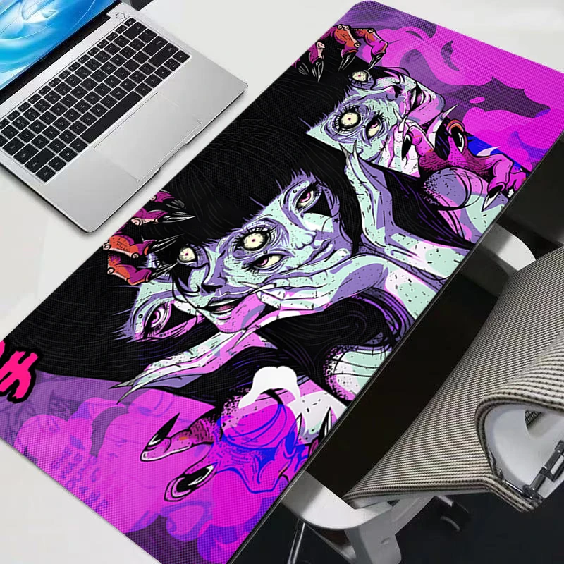 Big Gaming Accessories Anime Mouse Pads Gamer HD Print Junji Ito Tees Horror Extended Desk Mat PC Computer Anti-fray Mousepads