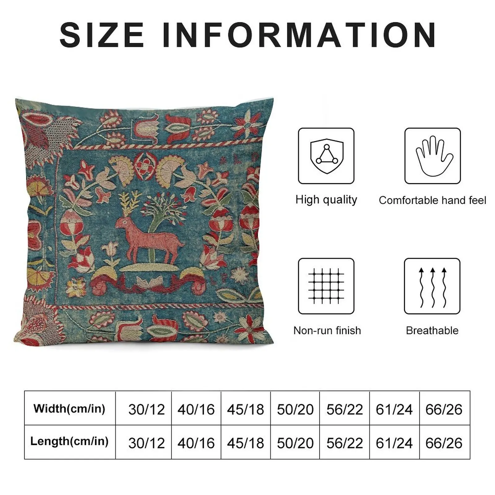 ANTIQUE RED BLUE SWEDISH TAPESTRY WITH DEERS AND FLOWERS Throw Pillow covers for pillows Rectangular Cushion Cover pillow