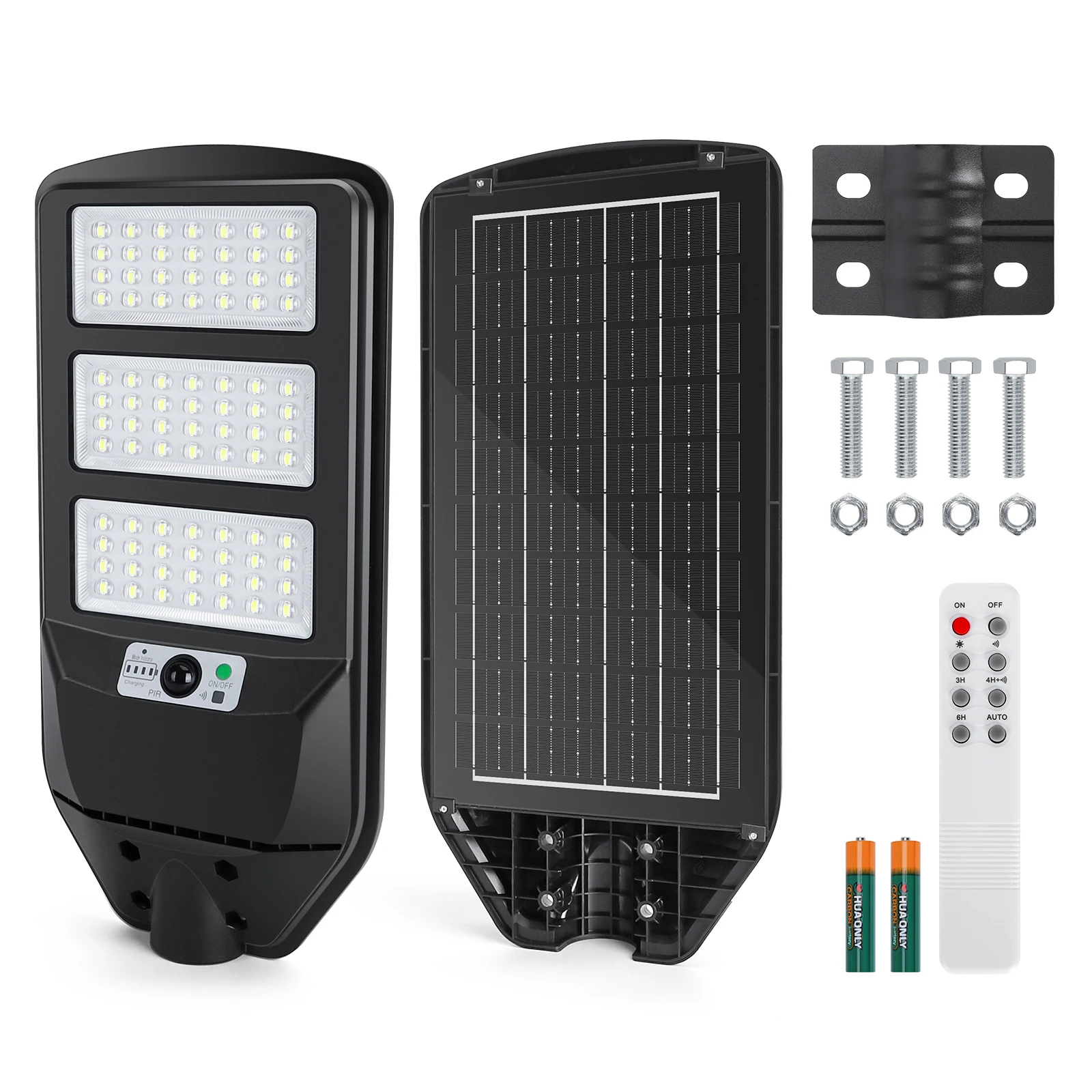 Aigostar - 150W Farola solar LED exterior con sensor de movimiento, mando a distancia, 1500LM luz blanca. Foco solar LED potentes con temporizador, impermeable protección IP65. No incluye soporte