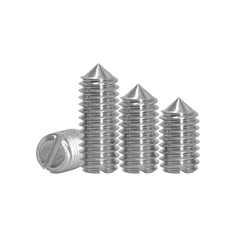 10-50PCS GB71 Stainless Steel Slotted Head Cone Point Grub Set Screw  M1.6 M2 M2.5 M3 M4 M5 M6 M8 M10 Tapered End Headless Bolt