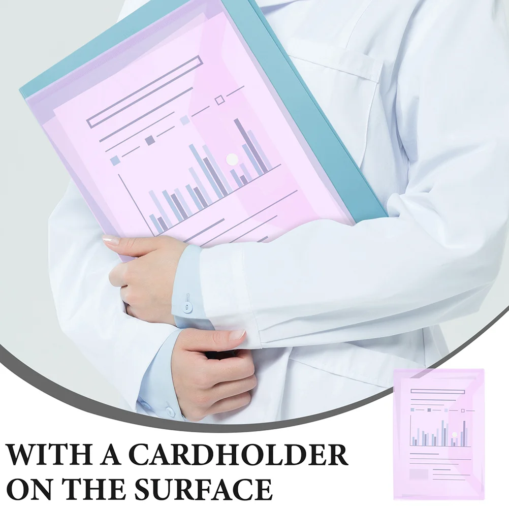 8 Pcs Folder Button Design File Bags Document Folders Storage Waterproof Pouches Zipper Transparent Organizers