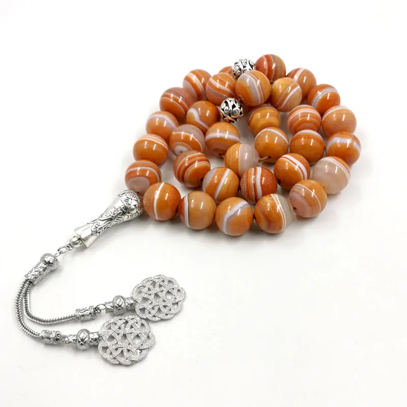 

Tasbih Big size natural Brazil agate stone 2025 fashion islamic product muslim 33 rosary bead Ramadan Eid gift misbaha