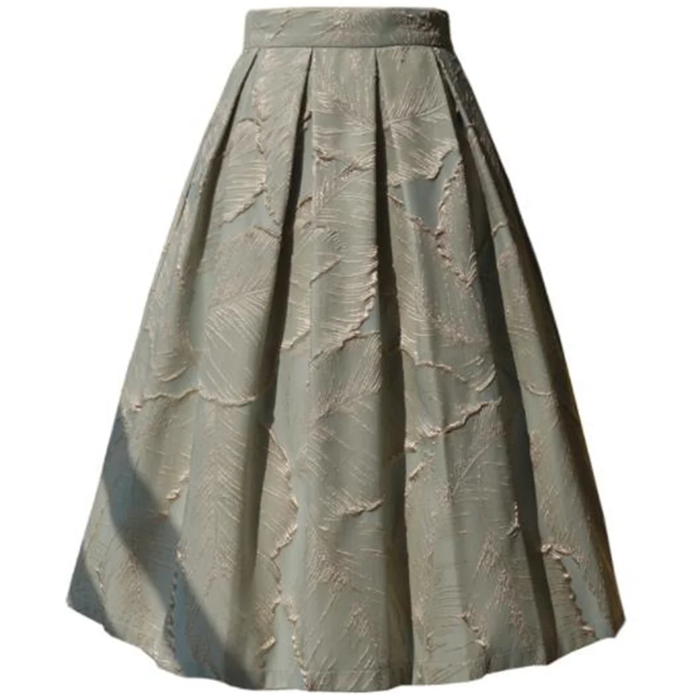 

Spring summer slim skirt embossed rose elegant retro high waist jacquard mid-length a-line skirt