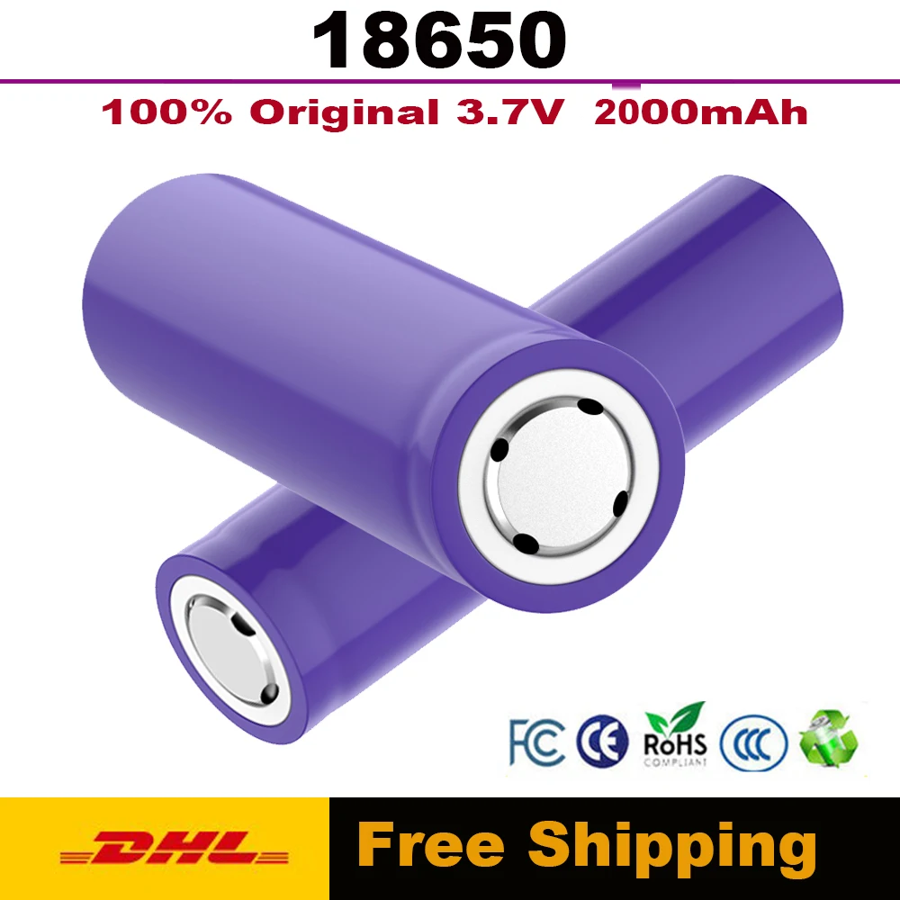 100% Original Battery For 18650 Battery 4Pcs Li-ion Battery With Charger 3.7V 2000mAh Rechargable Battery 18650 batteries