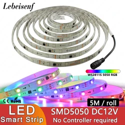 Bezdotykowa inteligentna dioda LED 5M RGB pasek pikseli DC 12V WS2811 SMD 5050 30 leds/m IP65 wodoodporna 2811 cyfrowa listwa świetlna biała PCB 2811B