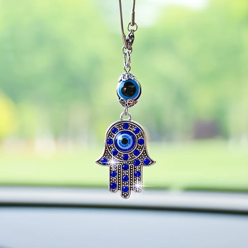 Metal Blue-Eye Car Hanging Ornament - Exquisitely Patterned Auto Decoration, Stylish & Durable Vehicle Interior Accessory