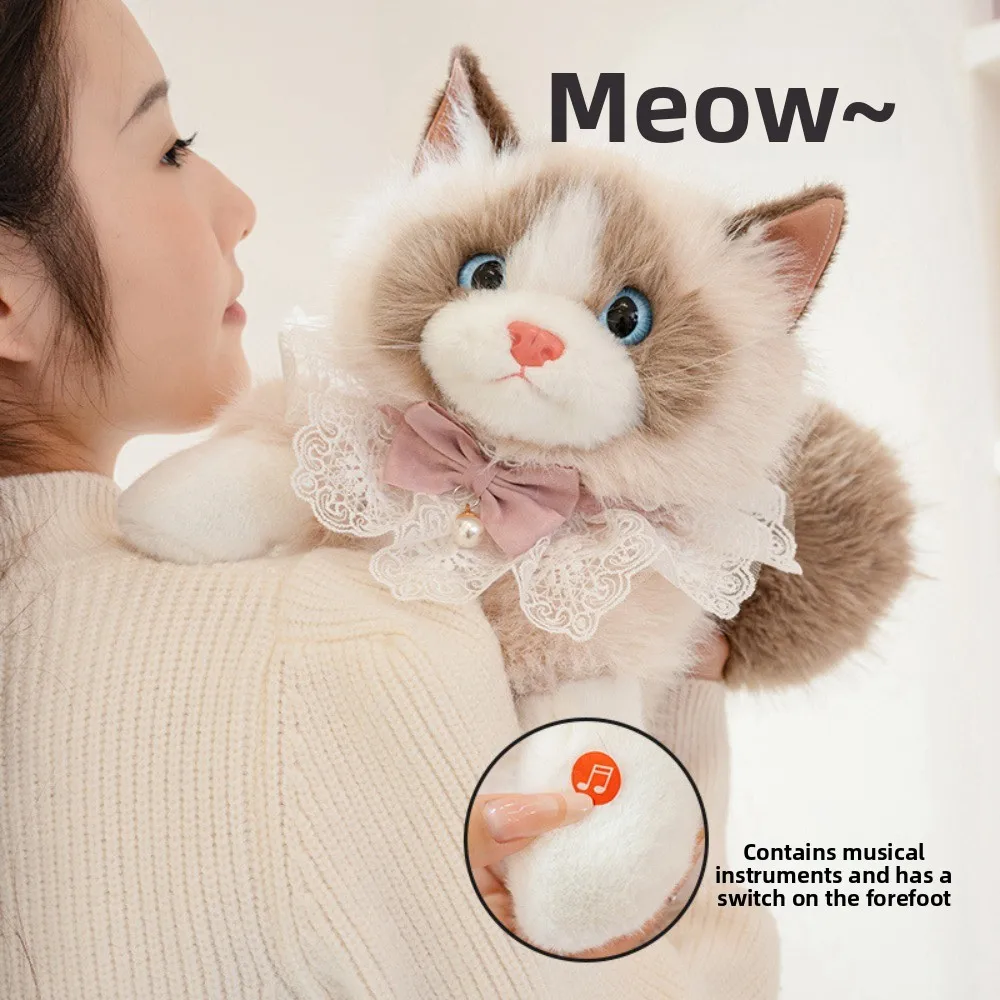 Super Realistic Simulated Puppet Cat Backpack Cute Stuffed Animals Cat School Bags Cartoon Travel Storage Animals Bag