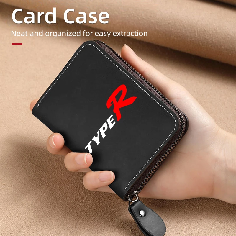 

Car Styling Men's Card Case Wallet Coin Purse Ticket Holder Cash Bag For Honda Type R Civic Accord CRV HRV Pilot Fit Odyssey Leg