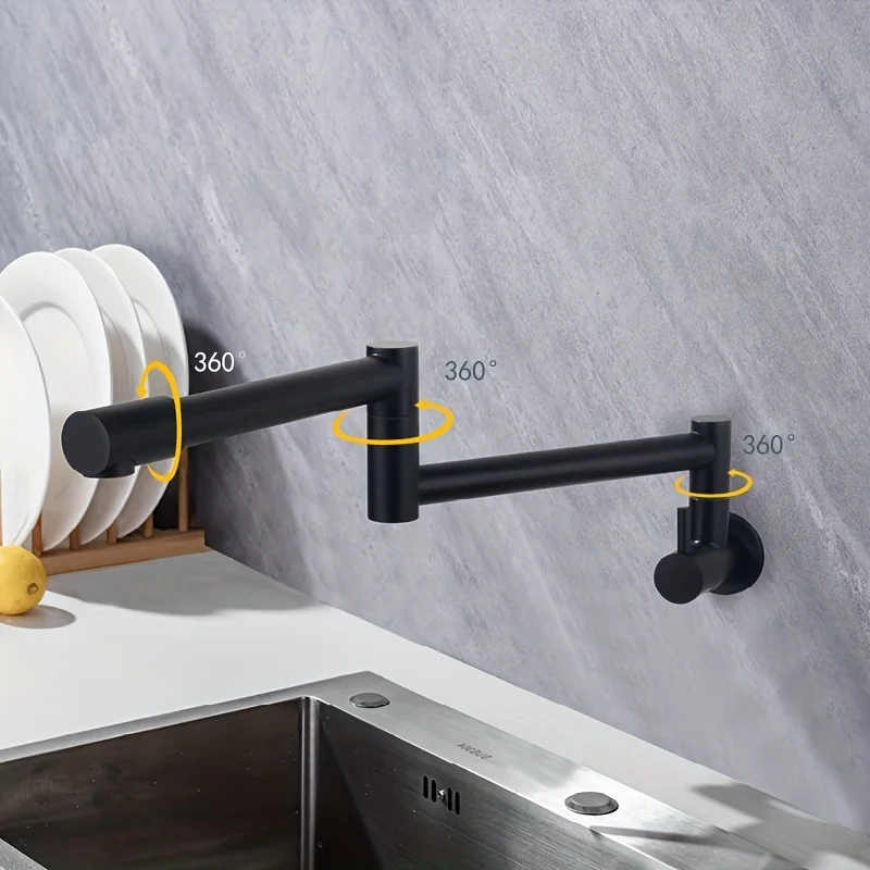 صنبور المطبخ المثبت على الحائط -360 ° مخرج مياه دوار، تصميم قابل للتمديد، ملحق حوض غسيل الخضروات #1