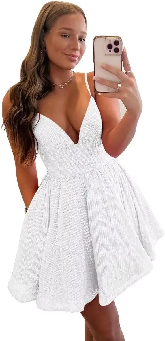 

Sequin Homecoming Dresses Short Prom Dresses for Women Sparkly Ball Gown Formal Cocktail Dresses Graduation Dress Mini Dress