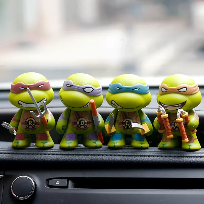 TMNT Mini Action Toy Figures Ninja Turtle Car Accessories Cute Cartoon Ornament Auto Interior Dashboard for Men Women Gifts Drop