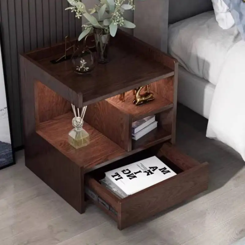 European Storage Bedside Table Nature Classic Dopamine Lounges Bedside Table Drawer Modern Safe Mesita De Noche Room Furniture