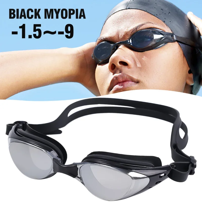 Myopia Swim Glasses -1.0~-9.0 Anti Fog Waterproof Eyewear Adults Kids