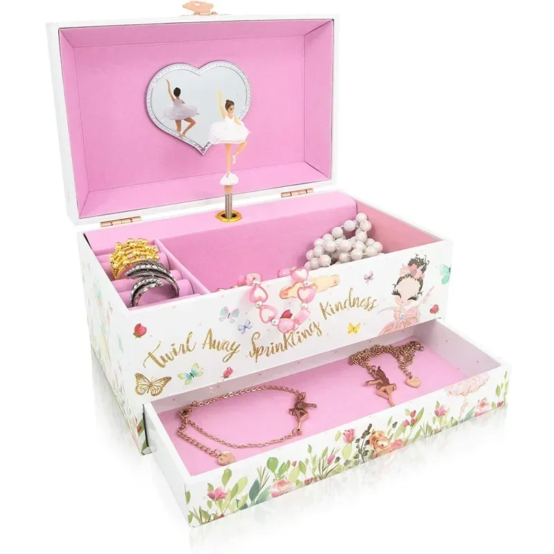 

Musical Jewelry Storage Box Jewelry Set Gift for Girls Spinning Unicorn Rainbow Musical Jewelry Box Ballerina Theme Room Decor