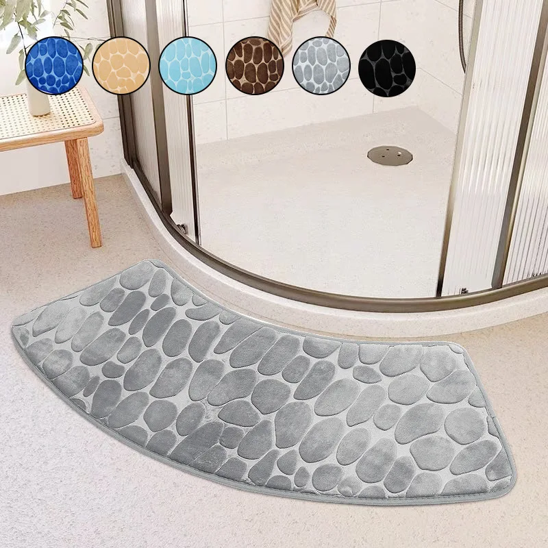 

Bathroom Mat Curve Foot Mat Pebble Emboss Carpet Curved Bath Mat Non-slip Absorbent Bathroom Floor Toilet Mat Curved Shower Mat