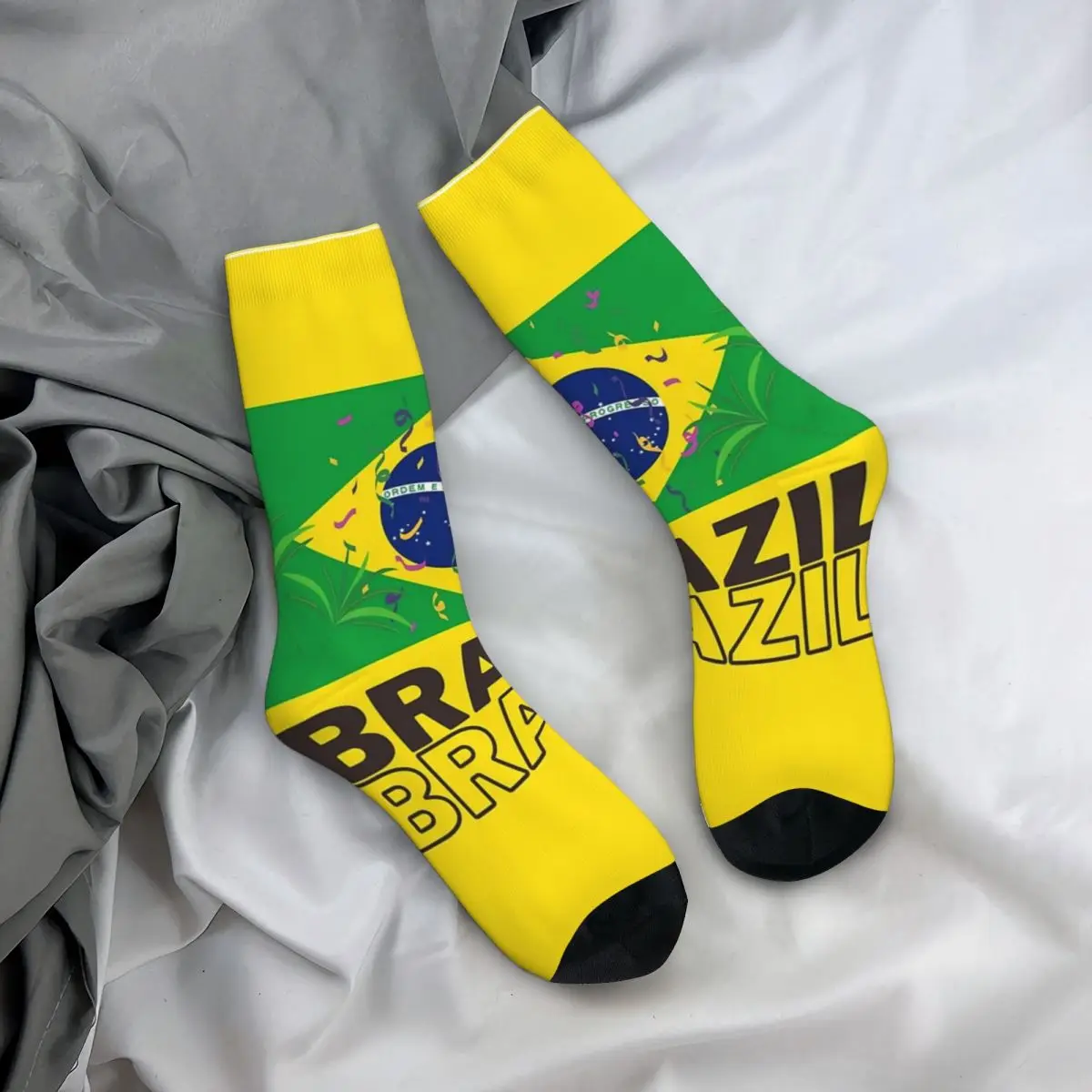 Brazil National Flag Socks Harajuku High Quality Stockings All Season Long Socks Accessories for Unisex Birthday Present