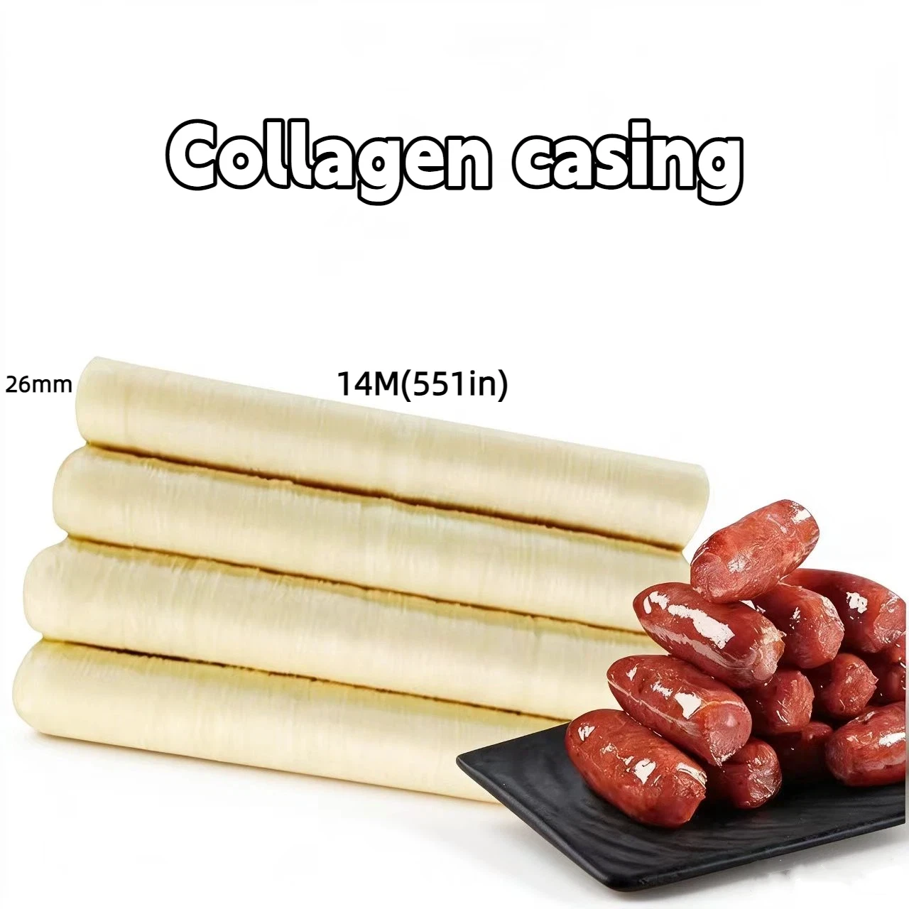 14m x 26mm Kaliber-Wurstbox, Kollagenhülle, Werkzeug zur Herstellung von Grillwürsten, Hotdog- und italienischen Würstchenhülle – Detail 1