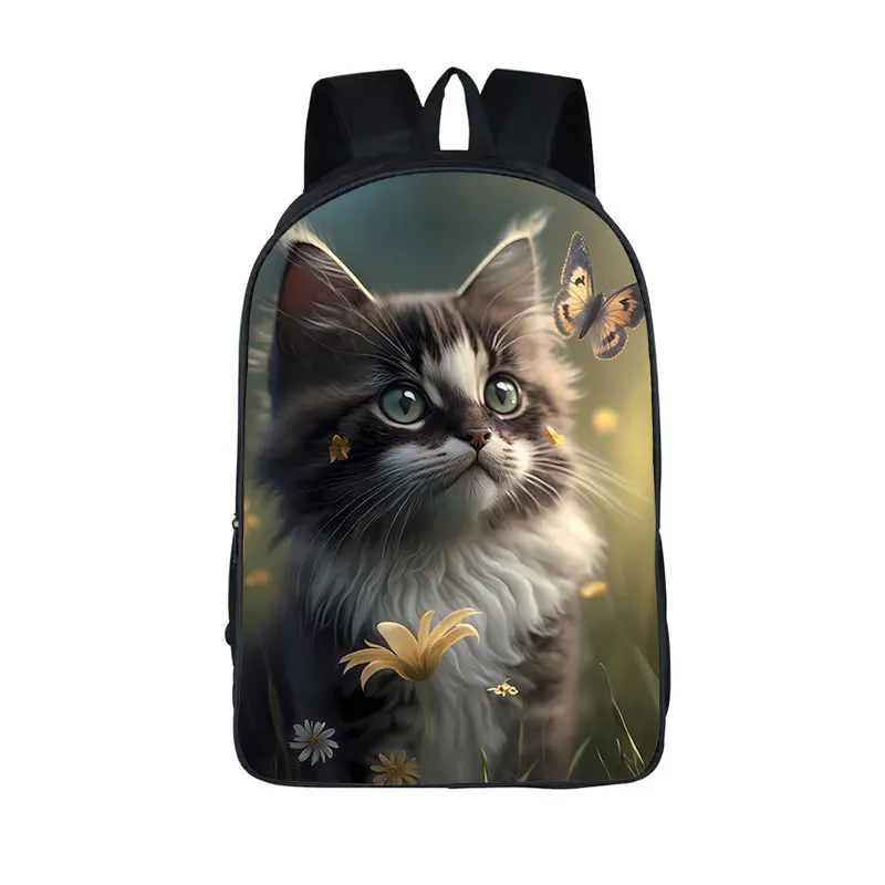 Kawaii Kitten Print Backpack Ragdoll / Siamese Cat School Bags for Teenagers Girls Boys Rucksack Daypack Kids Book Bags Gift