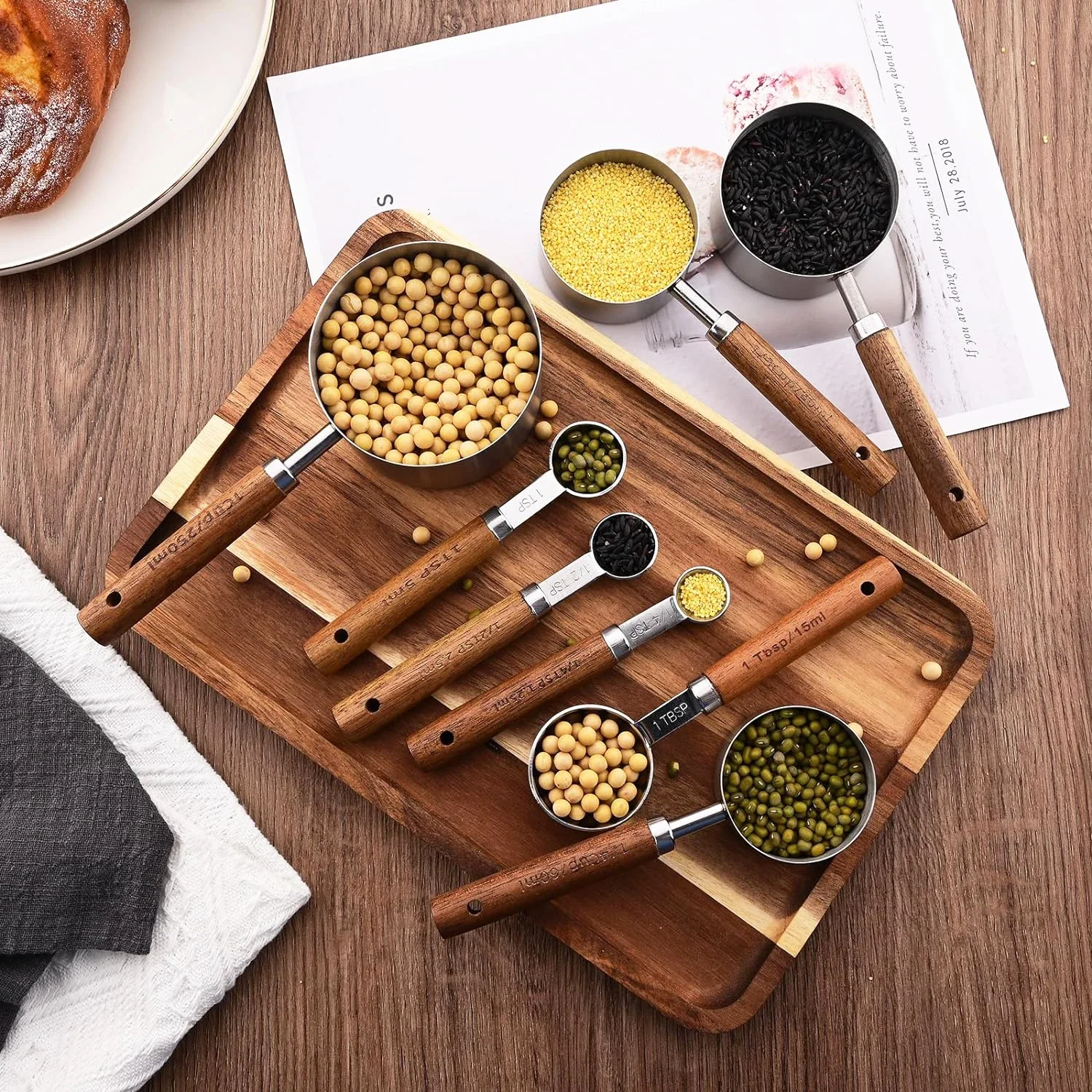 1/4/8Pcs Measuring Spoon Set Stainless Steel Multifunctional Cookware Portable Heavy Duty Kitchen Gadgets Baking Seasoning Spoon