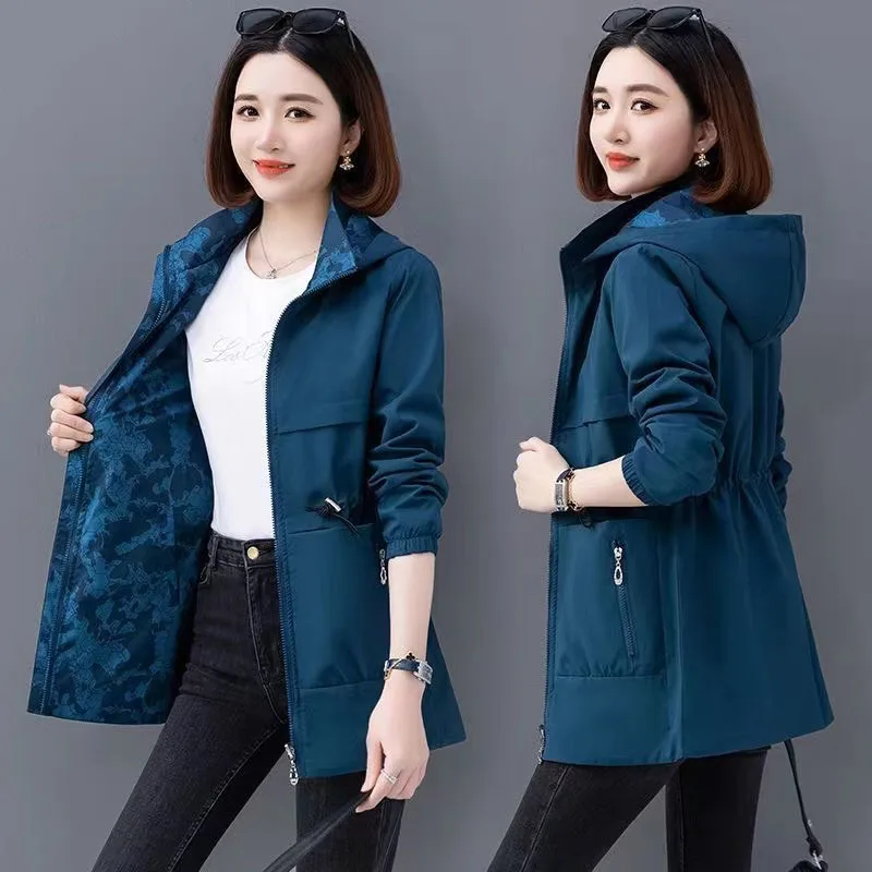 Spring Women\'s Jackets Causal Windbreaker 2024 New Two-Sided PiercingThin Basic Coat Lightweight Jacket Outwear Women Clothing