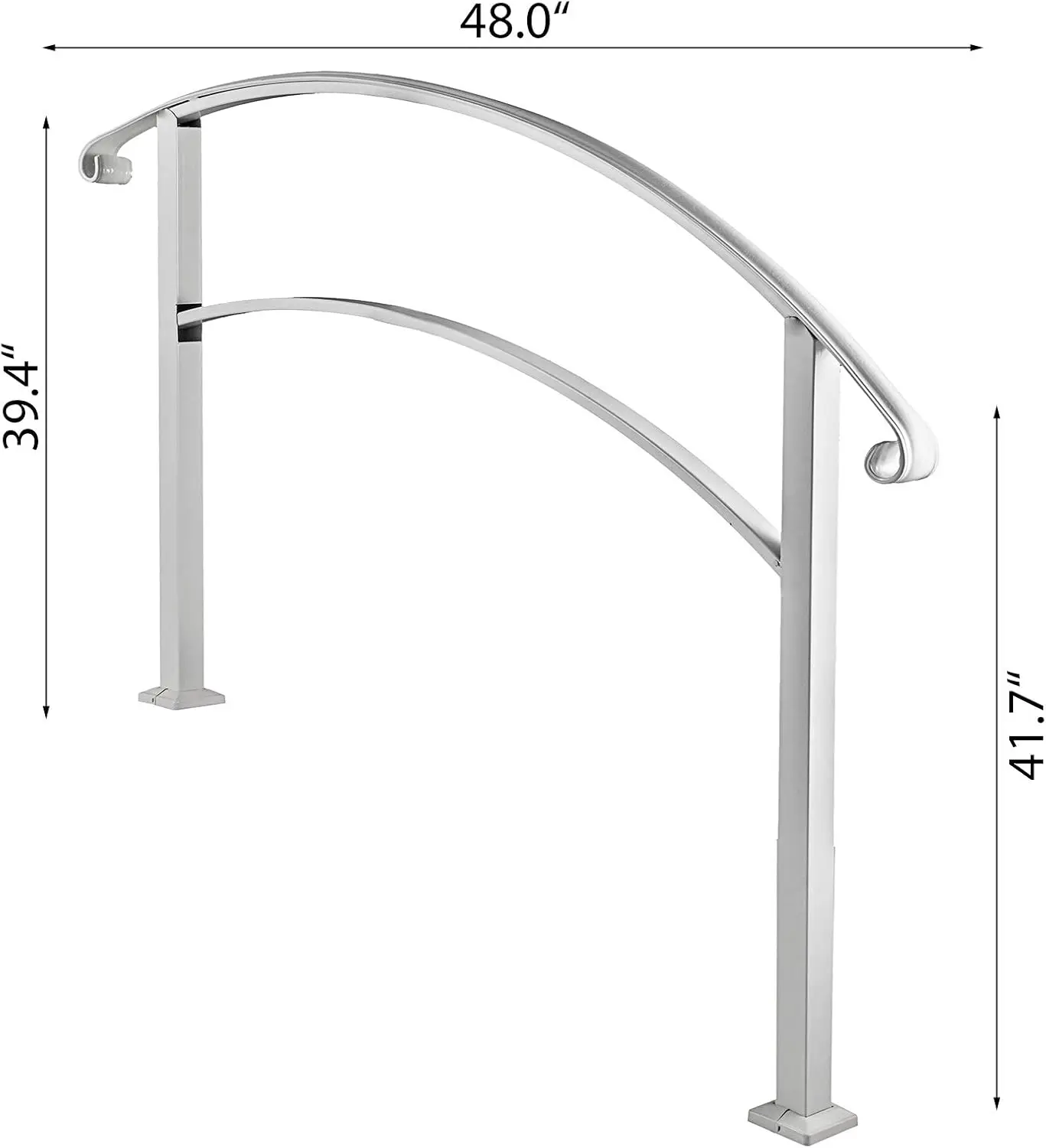 Happybuy Handrails for Outdoor Steps, Fit 1 or 4 Steps Outdoor Stair Railing, White Wrought Iron Handrail.
