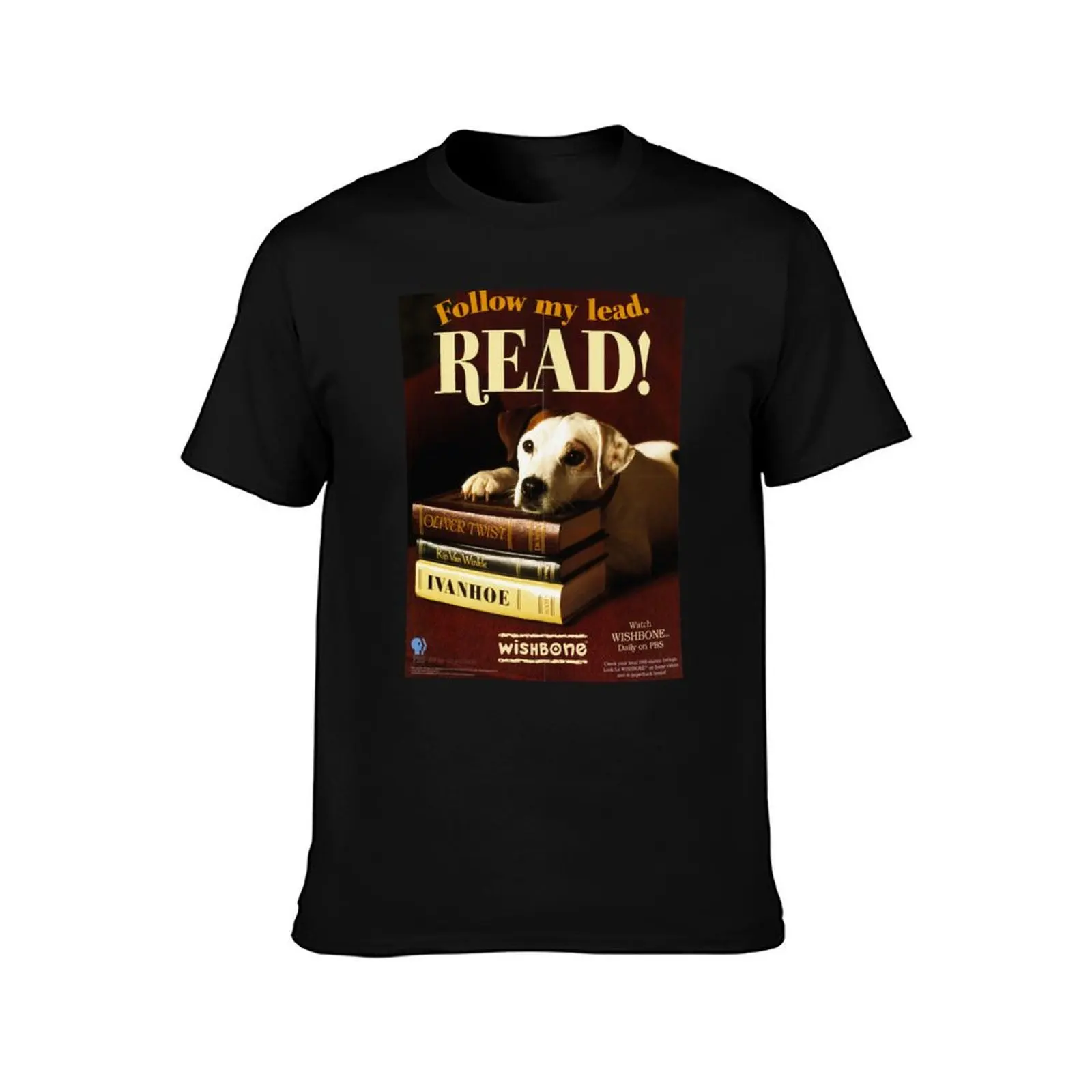 Wishbone dog - READ! T-Shirt Summer Casual Cotton Tee Oversized Streetwear Tops Vintage Graphic Print Loose Fit Short Sleeve