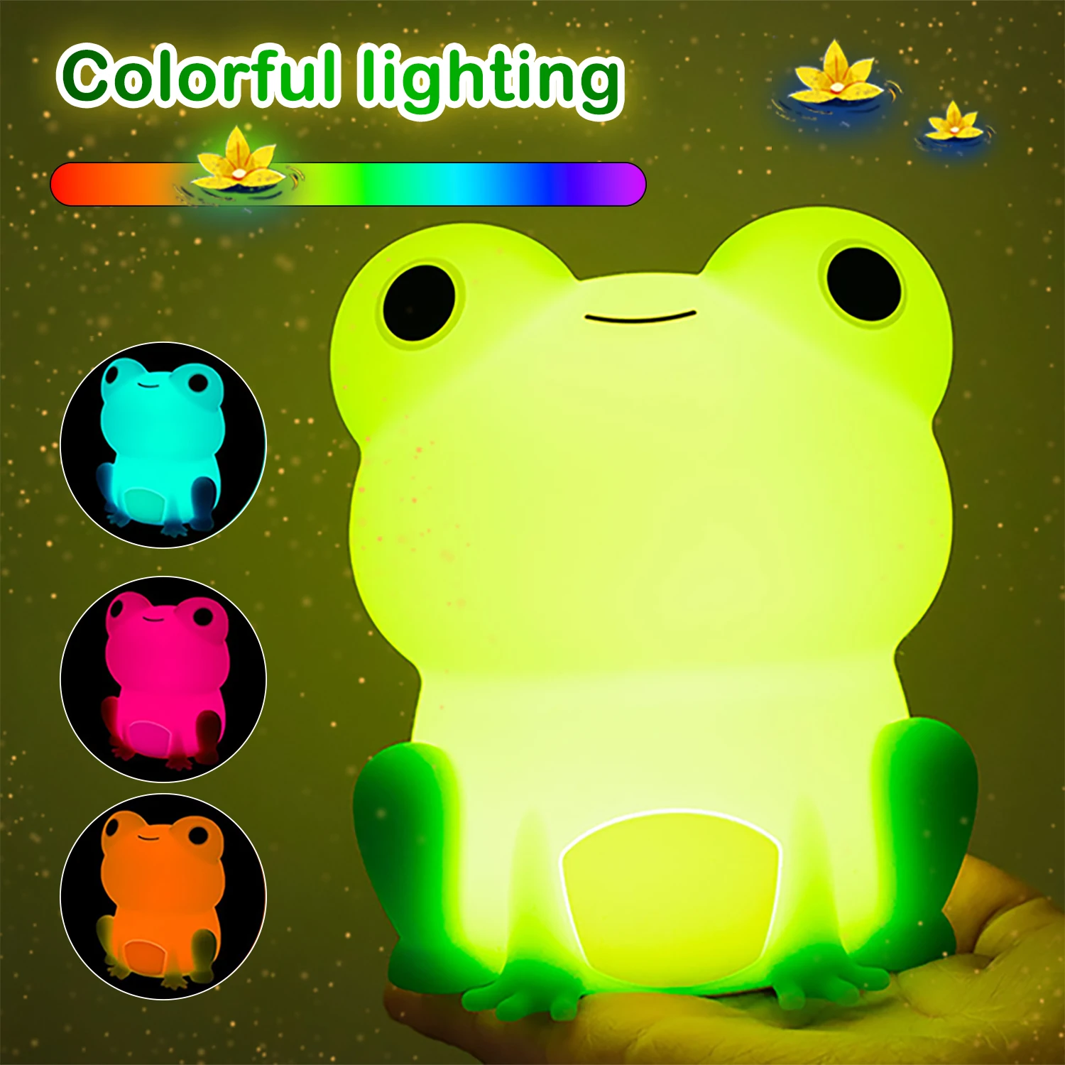 Cute Silicone Frog LED Night Light Touch Sensor Dimmable Timer USB Rechargeable Bedside Lamp For Children Baby Bedroom Decor