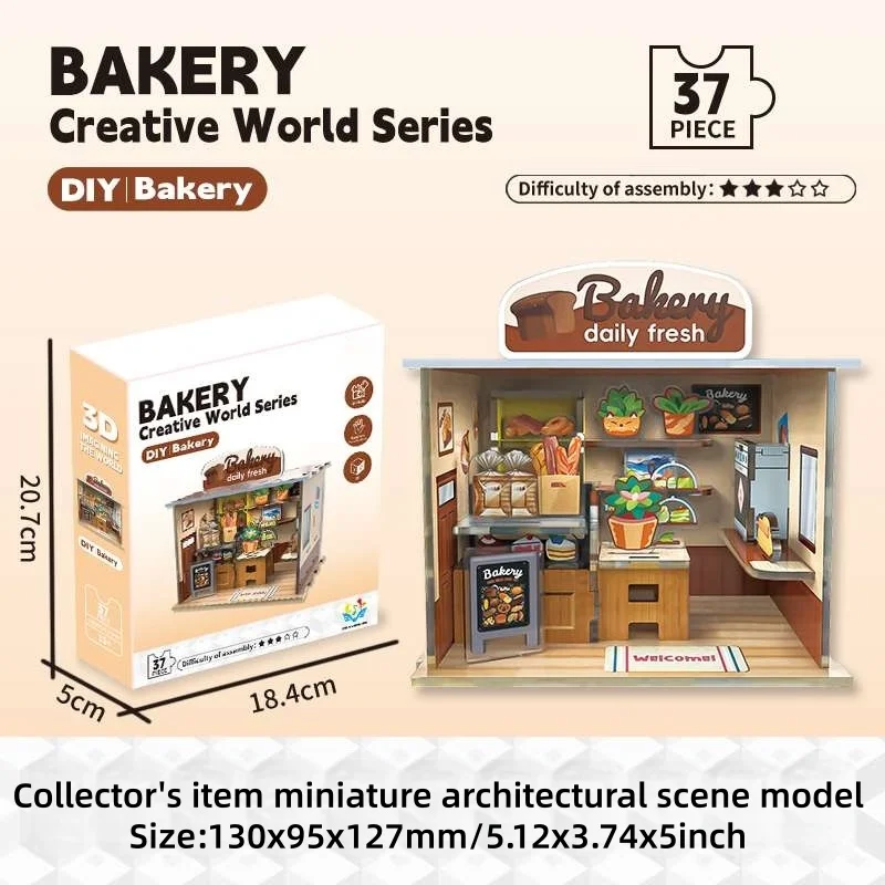 이것은 모델 베이커리 조립 키트이며, 우아한 3D DIY 퍼즐로 생일, 크리스마스 또는 기념일 선물로 완벽합니다.