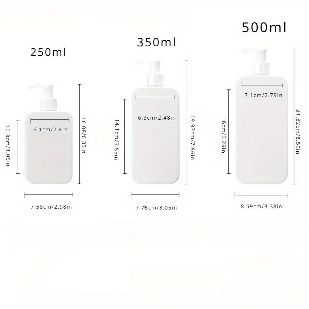 1pc rounded square press wash bottle 500ml shower gel bottle 250-350ml shampoo and hand soap refill bottle