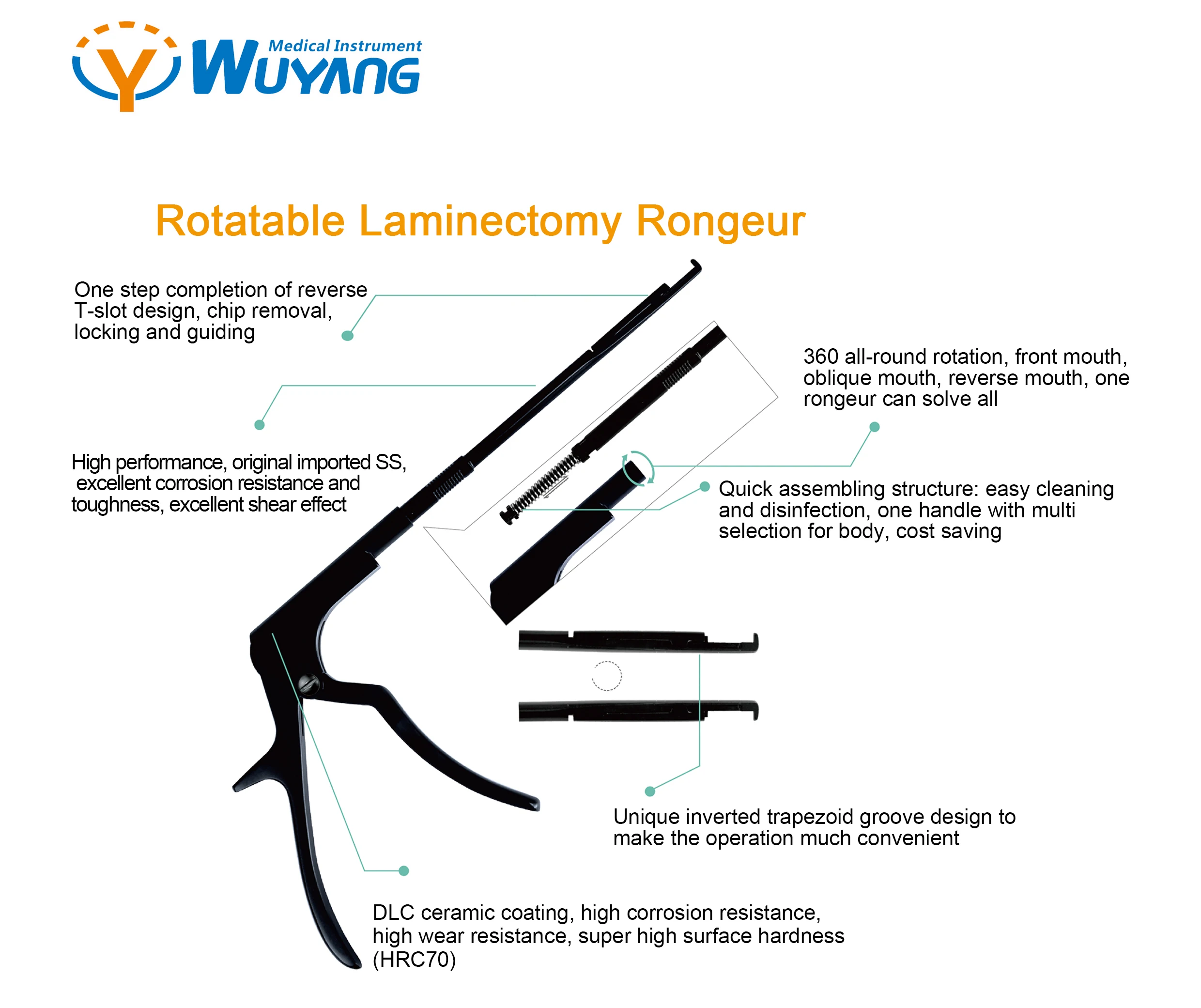 DLC Kerrison rongeur, DLC Rotatable Kerrison rongeurs, UBE instruments