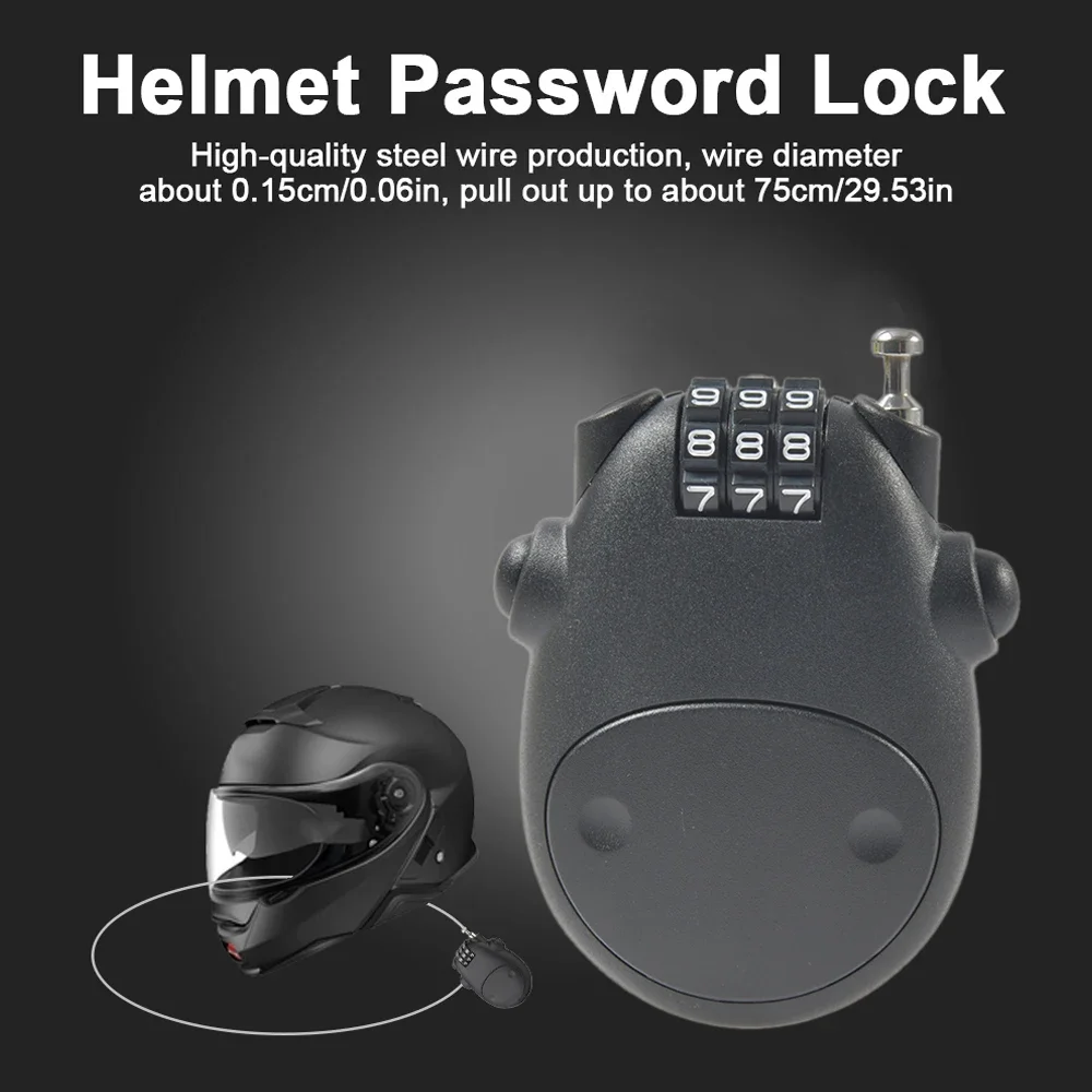 Universal Motorcycle Helmet Password Lock Combination Lock Wire Rope Steel Cable Code Car Helmet Lock Motorcycle