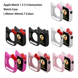 Hello Kitty custodia protettiva in Silicone per Apple Watch Case 44 40 42 38mm per iwatch Serie Protector Case accessori per orologi