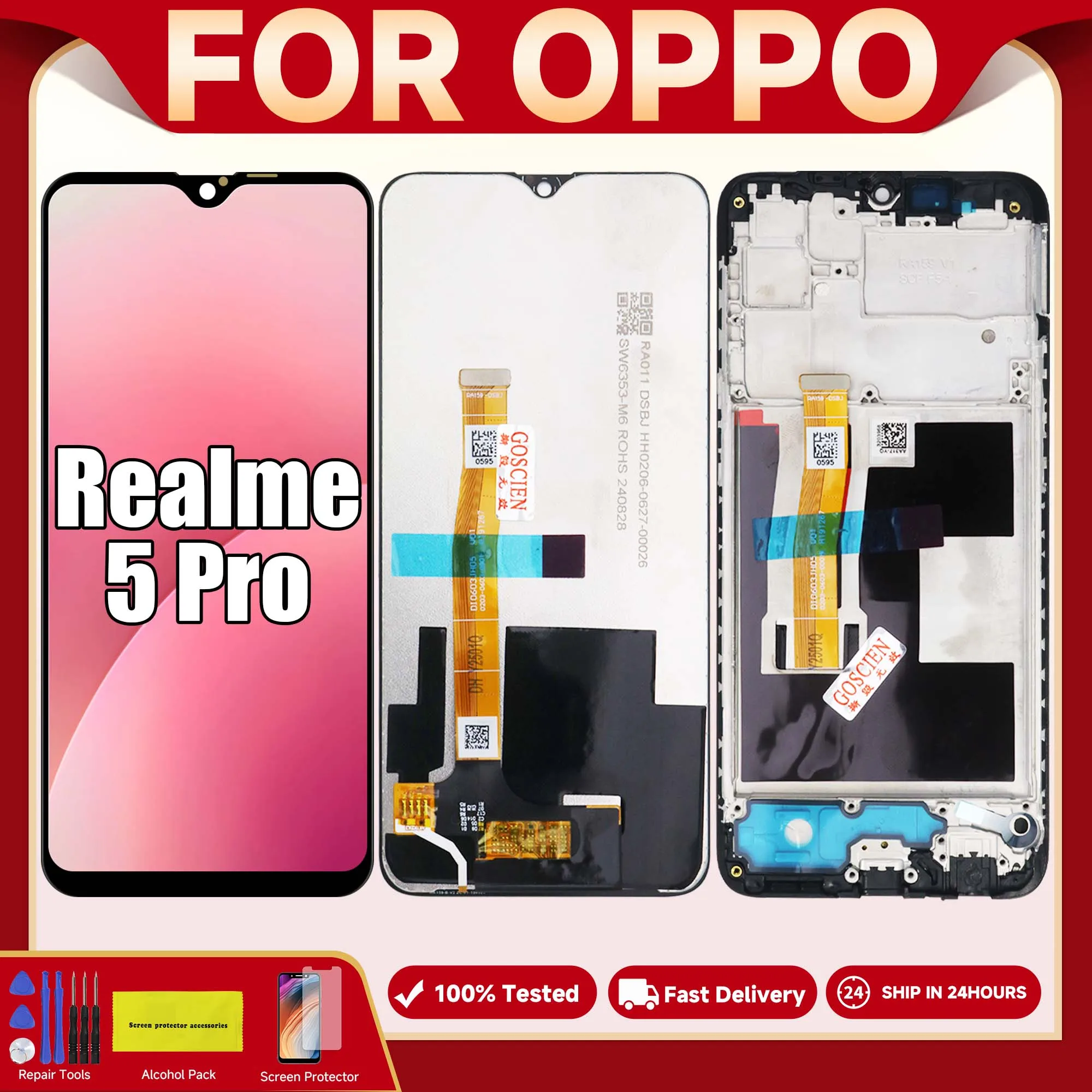 Pantalla LCD táctil para móvil, montaje de digitalizador con marco de 6,3 pulgadas para Oppo Realme 5 Pro, Realme RMX1971 Q, novedad