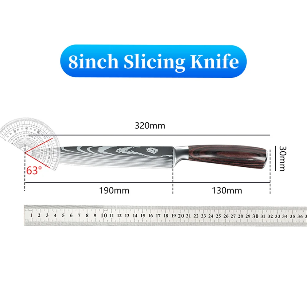 8 Inch Utility Sharp Slicing Knife Home Meat Cutting Kitchen Knives Damascus lasers Pattern Paring knife Japanese Sushi Knife