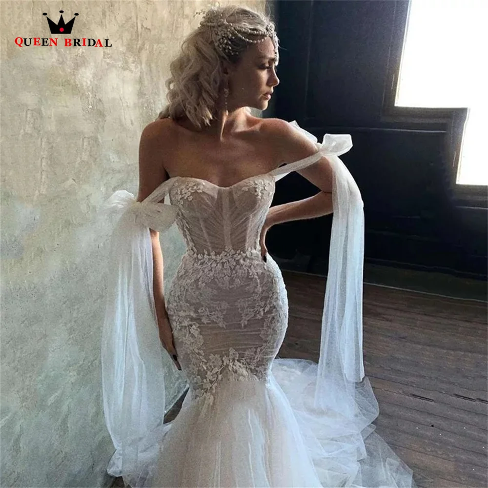 Vestidos de novia sexis hechos a medida, moda 2023, sirena, escote en forma de corazón, tul, Apliques de encaje, abalorios, vestidos de novia formales SD30