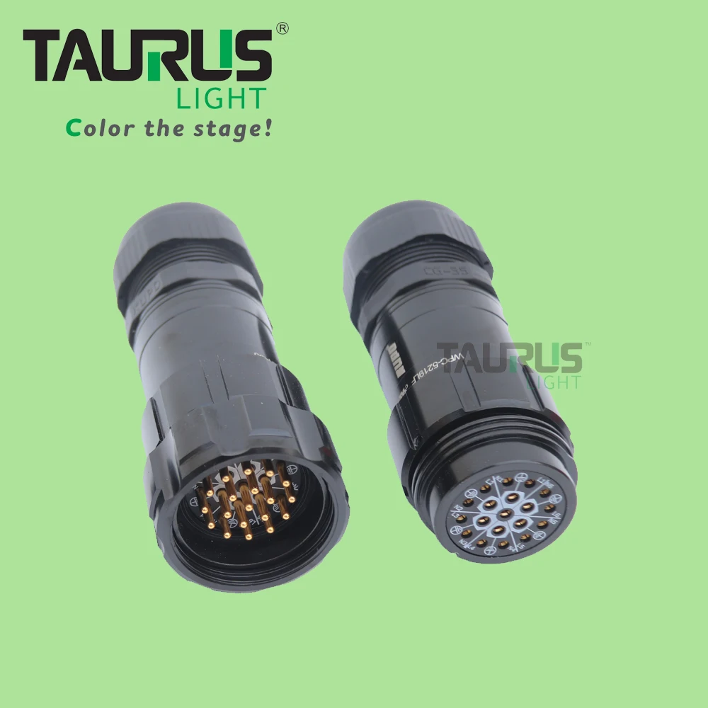Waterproof  Black 19pin Socapex Male Plug Female Socket Inline Connectors for Stage with Cover