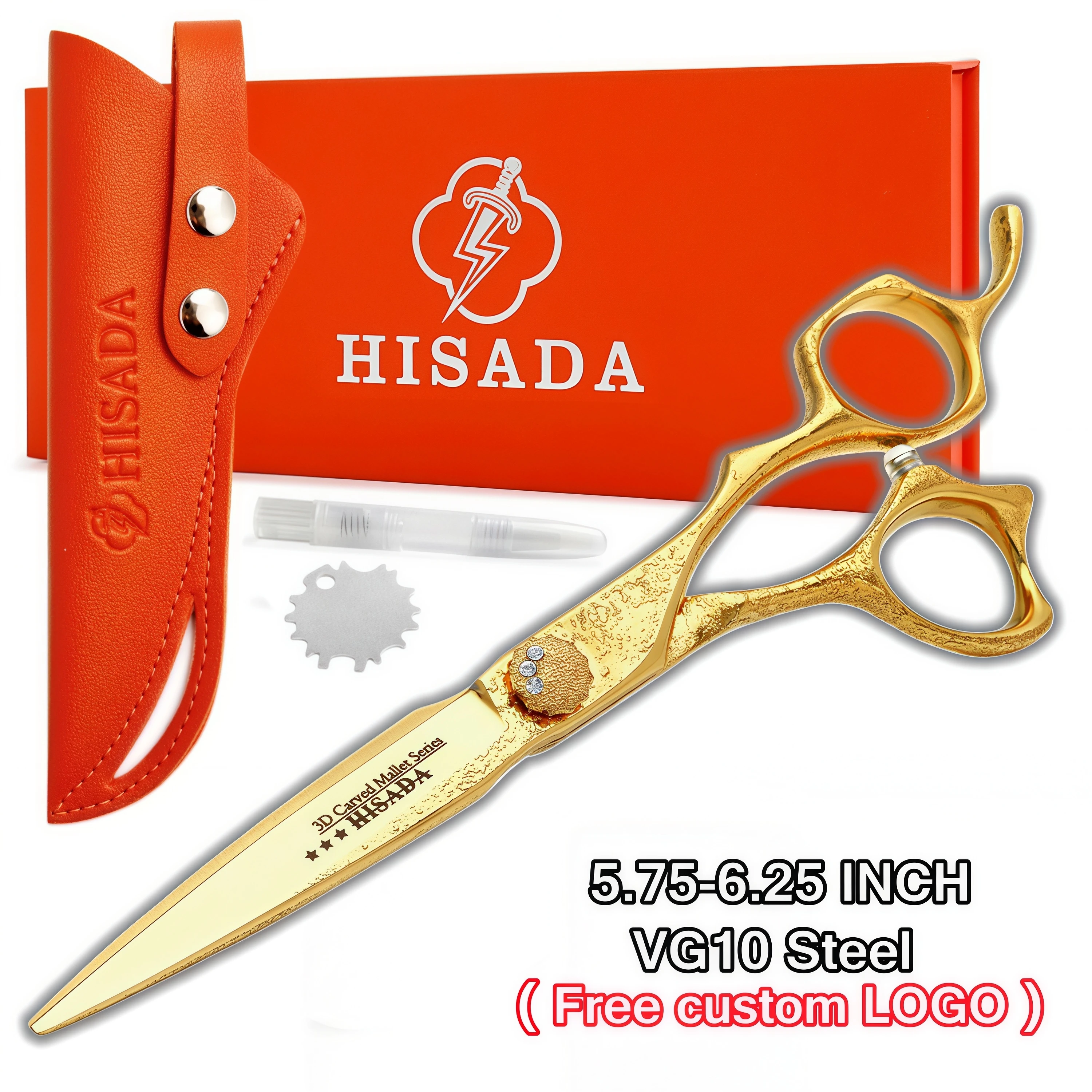 

New barber scissors 3D golden scissors CNC engraving process Professional hair scissors 6.2-6.5 inch VG10 material scissors