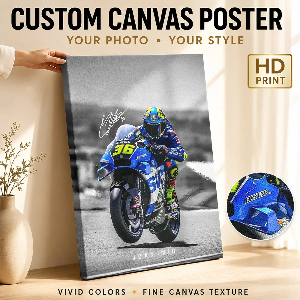 Joan Mir MotoGP Canvas Painting Poster Customized Photo Modern Aesthetic Canvas Wall Art for Bedroom Decor Gift for Collectors