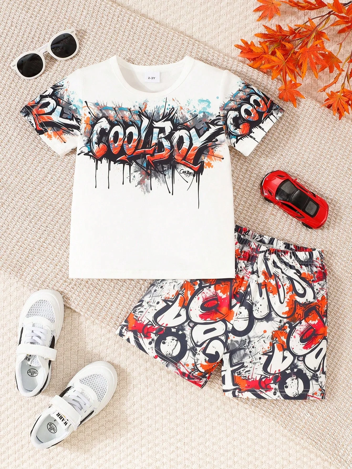 

Toddler Boys Graffiti COOLBOY Print Outfit Summer Short Sleeve T Shirt Shorts Set 12M-5Y Kids 110 Size Casual Tracksuit