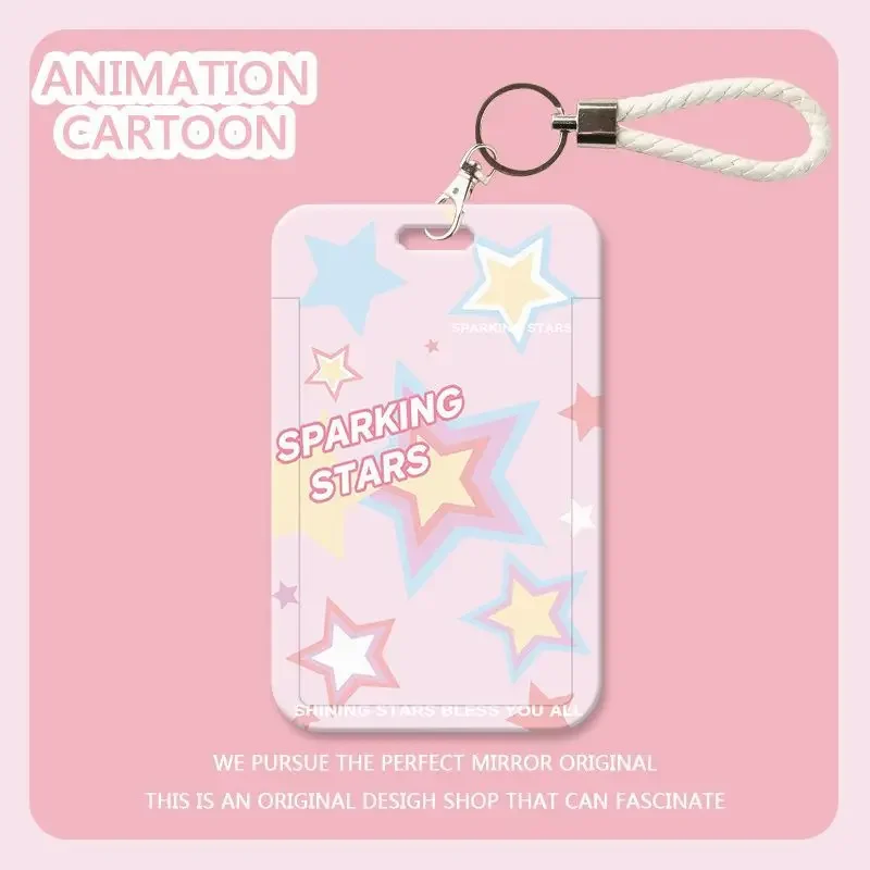 1 Pc Cute Pink Color Card Holder for Student Fashion Star Kpop Idol Photocard Holder Portable Subway Worker Card Lanyard Holder