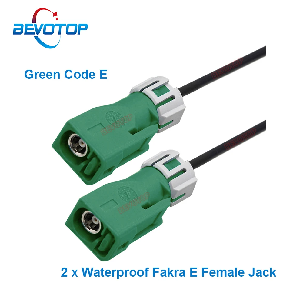 1PCS Waterproof Fakra Jumper Green Fakra Code E Female to Female Jack WP Fakra Cable Car Camera Wire Harness BEVOTOP Auto Cable