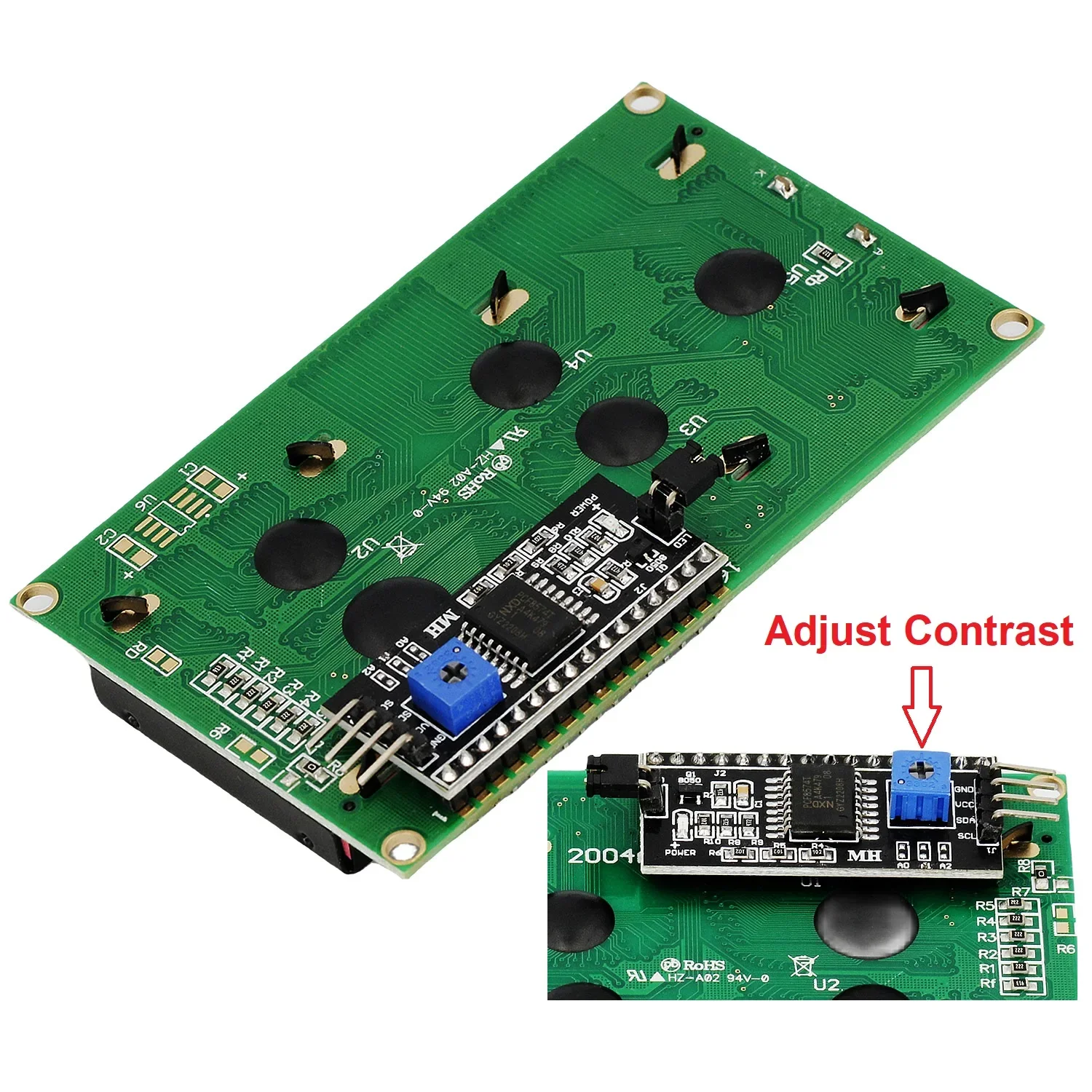 LCD2004 + I2C moduł wyświetlacza LCD 20x4 znakowy LCD 2004A HD44780 IIC/I2C szeregowy adapter interfejsu niebieski/zielony ekran dla Arduino