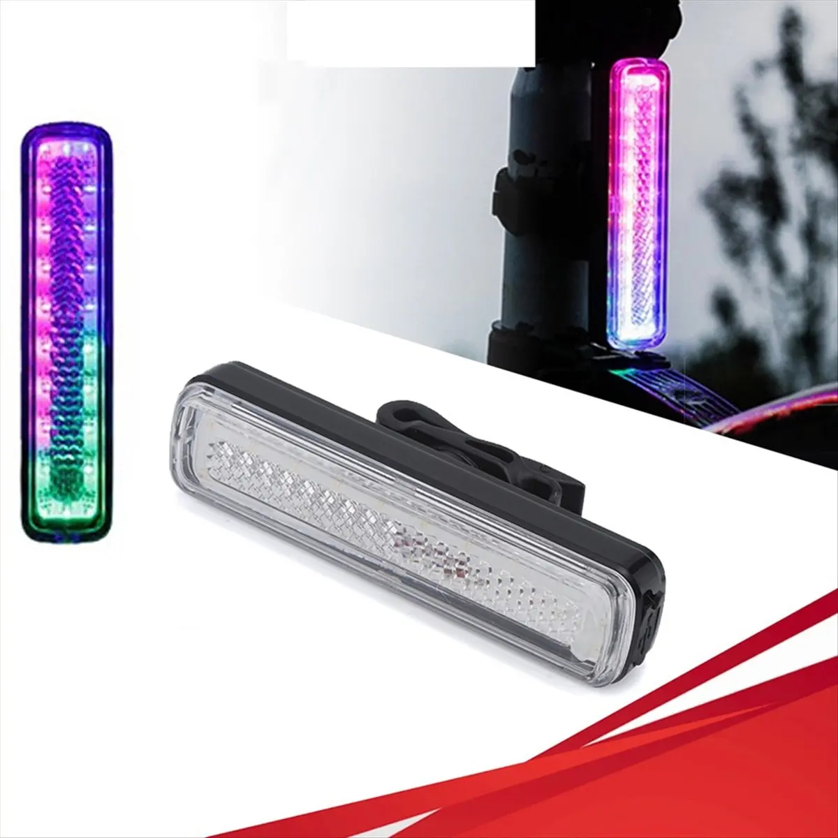 ضوء خلفي للدراجة ABME RGB، ضوء قوس قزح LED مقاوم للماء لخوذة الدراجة/سكوتر، ضوء خلفي تحذيري للسلامة للاستخدام الخارجي